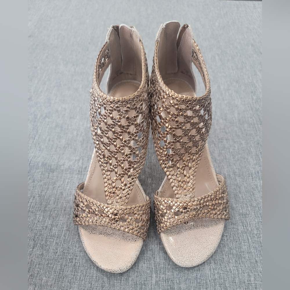 Donald J. Pliner Gold Sandals with Woven Design